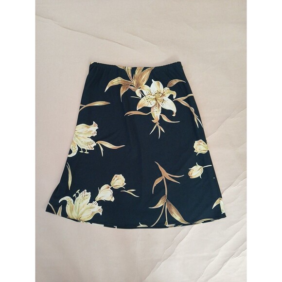 Vintage 90s Clio Knee Length Skirt Large Dark Floral Whimsical Whimsigoth - Picture 6 of 6